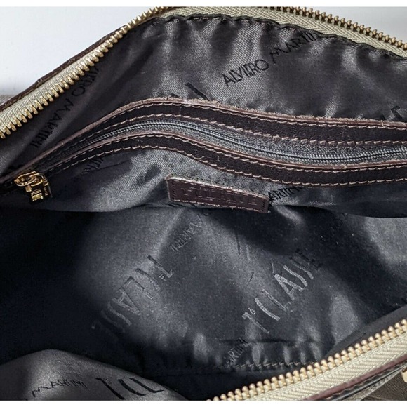 Alviero Martini 1st Classe Italy Map Print Satchel Bag Purse Boston Gray Tortora - Picture 12 of 12